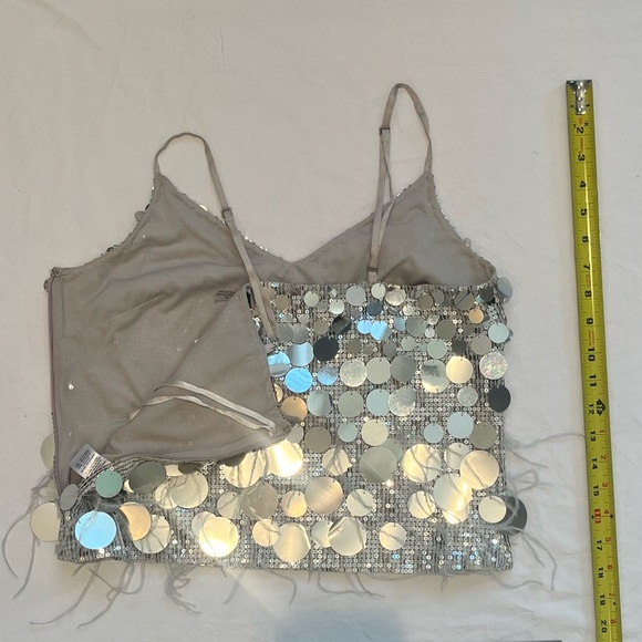 Ramy Brook Rina Sequined Faux Feather Camisole - SMALL - Picture 5 of 11